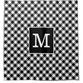 Dicke Monogramm Schwarz/Weiß Gingham Muster Duschvorhang
