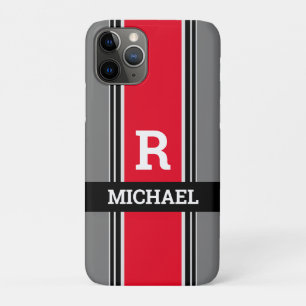 Dicke Monogramm und Name, rote, graue und schwarze Case-Mate iPhone Hülle