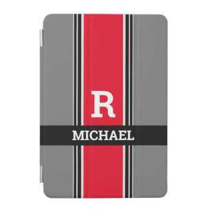 Dicke Monogramm und Name, rote, graue und schwarze iPad Mini Hülle