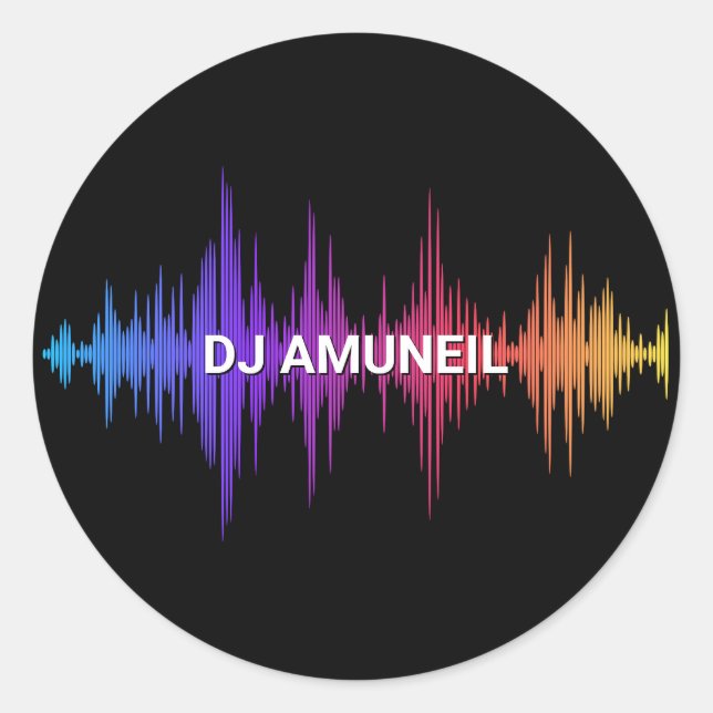 Dicke Musikwellen Mehrfarbige DJs, Audio Runder Aufkleber (Vorderseite)