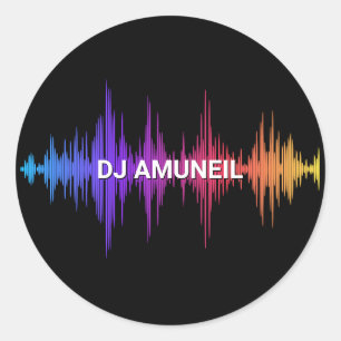 Dicke Musikwellen Mehrfarbige DJs, Audio Runder Aufkleber