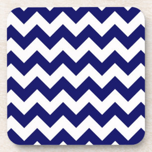 Dicke Navy Blue & White Zickzack Zig-Zag Muster Untersetzer