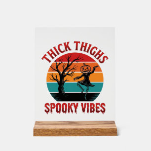 Dicke Oberschenkel Gruselige Vibes Halloween-Shirt Acrylschild