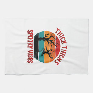 Dicke Oberschenkel Gruselige Vibes Halloween-Shirt Geschirrtuch
