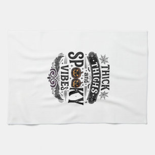 Dicke Oberschenkel Gruselige Vibes Halloween-Shirt Geschirrtuch