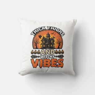 Dicke Oberschenkel Hexen-Vibes Halloween-Shirt-Des Kissen