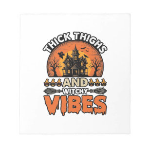 Dicke Oberschenkel Hexen-Vibes Halloween-Shirt-Des Notizblock