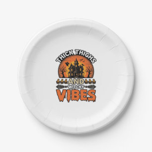 Dicke Oberschenkel Hexen-Vibes Halloween-Shirt-Des Pappteller