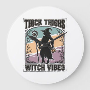Dicke Oberschenkel Hexen Vibes Vintage Halloween T Große Wanduhr