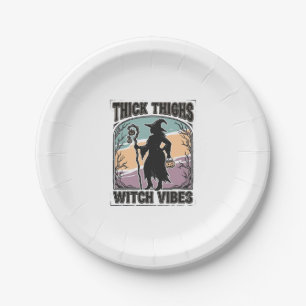 Dicke Oberschenkel Hexen Vibes Vintage Halloween T Pappteller