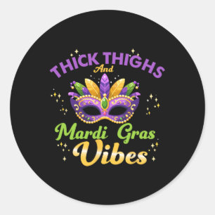Dicke Oberschenkel Mardi Gras Stimmung New Orleans Runder Aufkleber