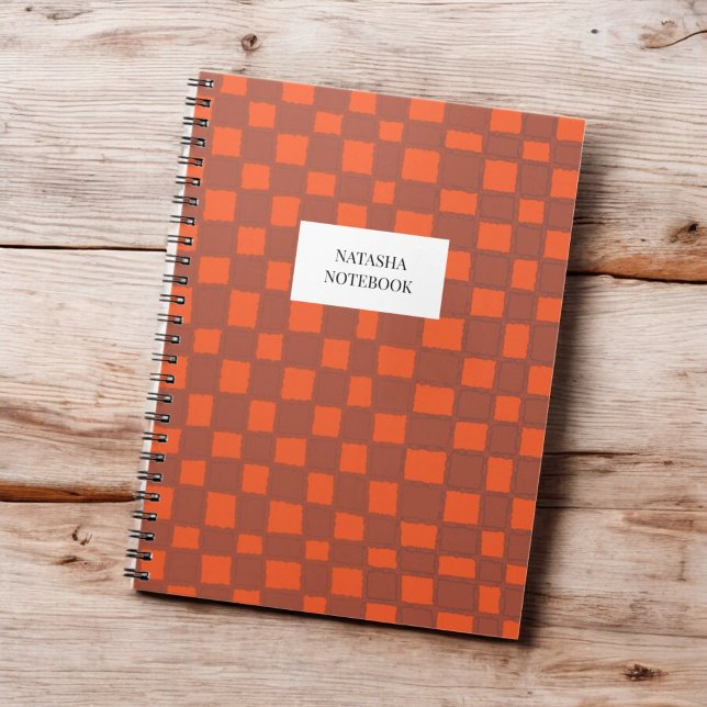 Dicke Orange Brown Checkerboard-MusterNotebook Notizblock (Von Creator hochgeladen)