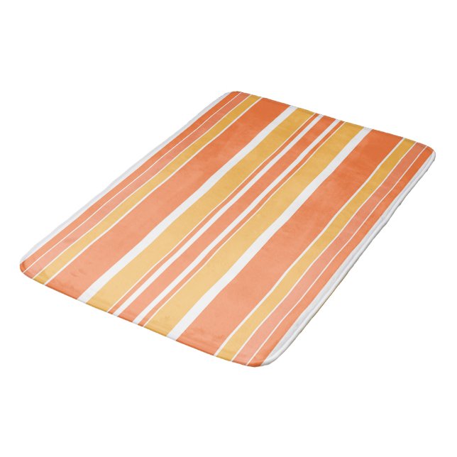 Dicke orange gelbe Streifen Badematte (Schrägansicht)