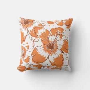 Dicke Orange Hawaiian Floral Throw Kissen