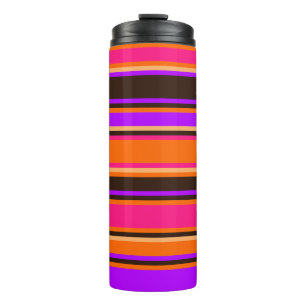 Dicke Orange, Magenta und Lila Streifen - Tumbler Thermosbecher