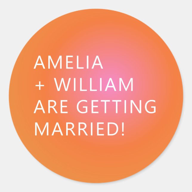 Dicke, orange rosa glänzende, einzigartige, helle  runder aufkleber (Vorderseite)