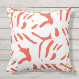 Dicke Orange und weißes tropisches Leaf mit Imitat Kissen