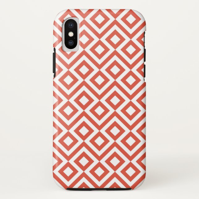Dicke Orange und White Geometric Meander Case-Mate iPhone Hülle (Rückseite)