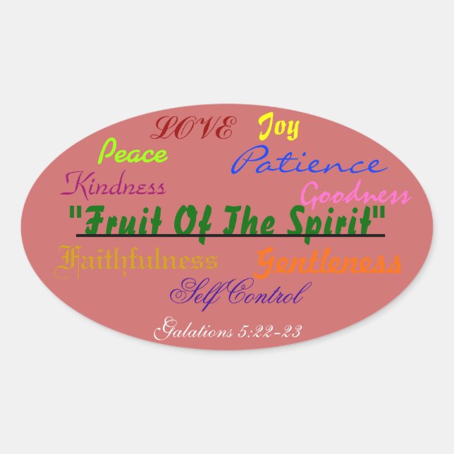 Dicke ovale Aufkleber Fruit of the sprit verse! (Vorderseite)