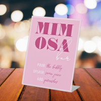 Dicke Pink Bachelorette Mimosa Bar Pedestal Zeiche