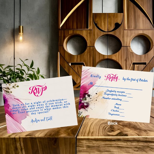 Dicke Pinselstriche florale Aquarellenhochzeit RSVP Karte (Von Creator hochgeladen)