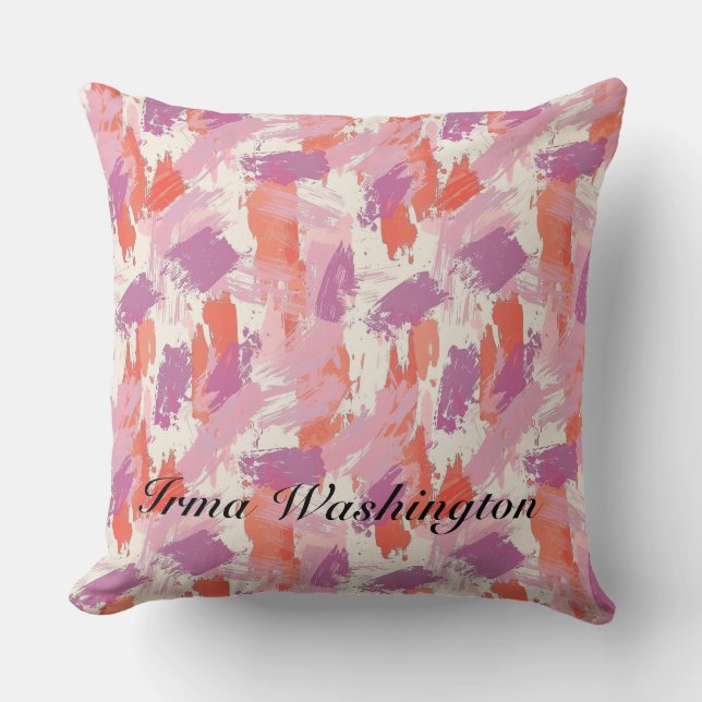 Dicke Pinselstriche in Korallenrosa 2 Kissen (Vorderseite)