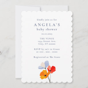 Dicke Poppy Floral Baby Dusche Einladung
