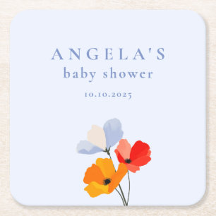 Dicke Poppy Floral Baby Dusche Rechteckiger Pappuntersetzer