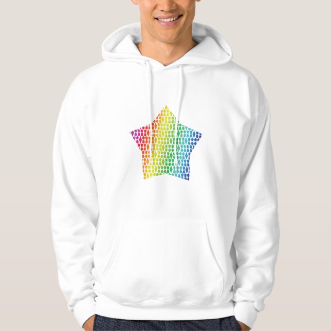 Dicke Rainbow Honeycomb und Diamond Pattern Star Hoodie (Vorderseite)