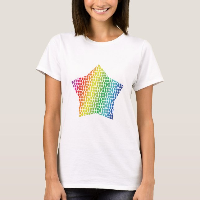 Dicke Rainbow Honeycomb und Diamond Pattern Star T-Shirt (Vorderseite)