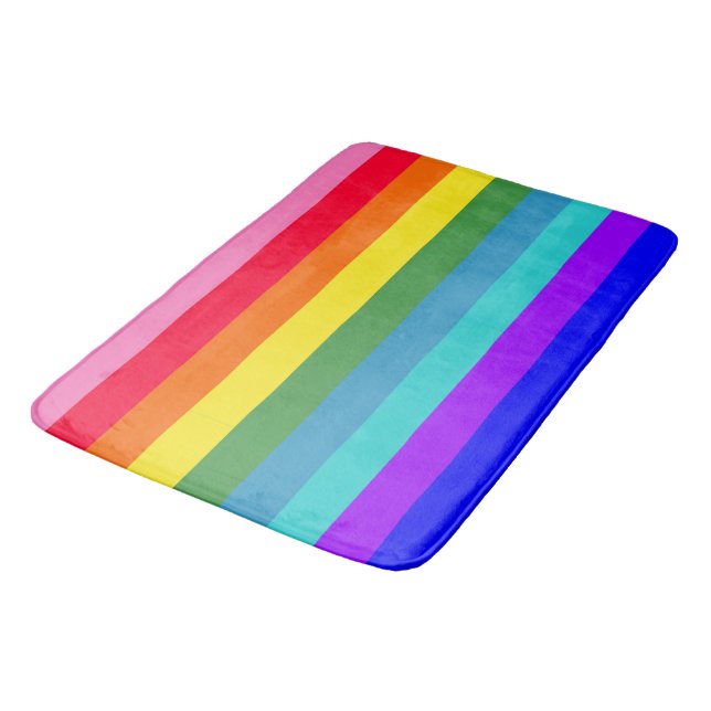 Dicke Rainbow Stripes Badematte (Schrägansicht)