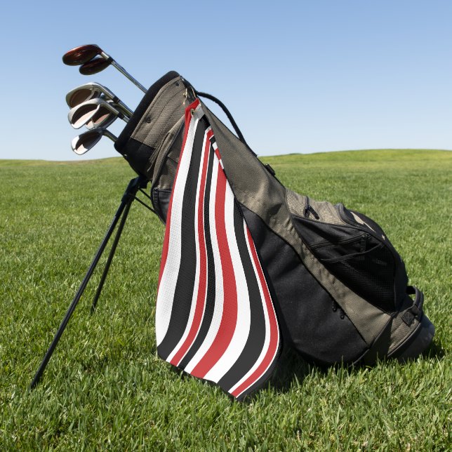 Dicke Red Black Strips Golf Handtuch (Gras)