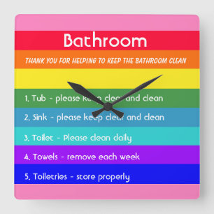 Dicke Regenbogenstreifen Quadratische Wanduhr