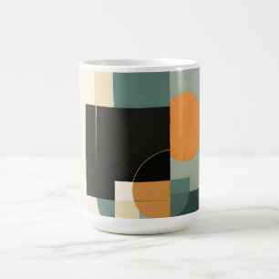 Dicke Retro: Abstrakte Kreise und Rechtecke Kaffeetasse