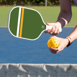 Dicke Retro dunkelgrüne, gelbe Streifen Pickleball Schläger