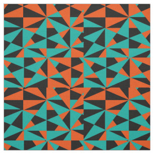 Dicke Retro Geometrie Orange Aquamarin Black Mix Stoff