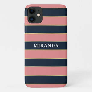 Dicke rosa blaue Streifen Muster Case-Mate iPhone Hülle