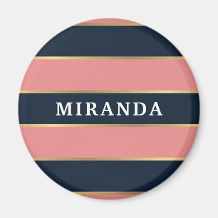 Dicke rosa blaue Streifen Muster Magnet