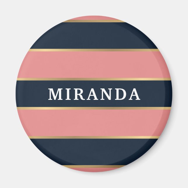 Dicke rosa blaue Streifen Muster Magnet (Vorne)