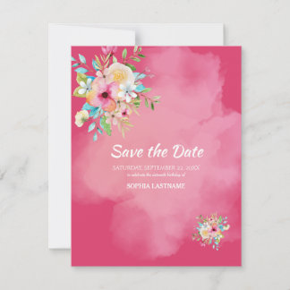 Dicke rosa Blütensüß 16 Save the Date flache Karte