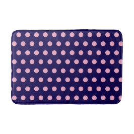 Dicke rosa Polka Punkte auf Navy Blue Badematte