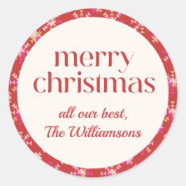 Dicke rosa rote goldene geometrische Personalisier Runder Aufkleber