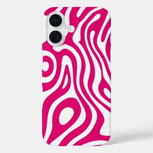 Dicke Rosa Swirl iPhone 16 Gehäuse - Retro Wave Case-Mate iPhone Hülle (Rückseite)