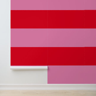 Dicke rosa und rote horizontale Streifen Tapete