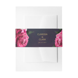 Dicke rosafarbene Pink Peony und Gold Einladungsbanderole