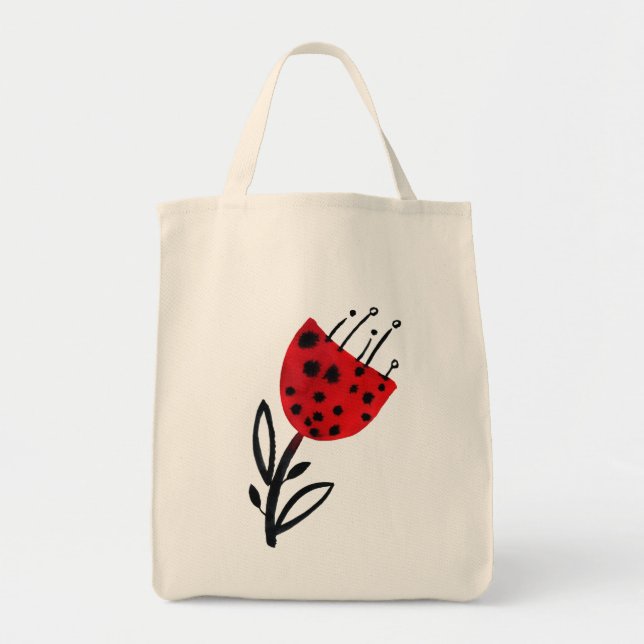 Dicke rote Blume Tote Bag Tragetasche (Vorne)