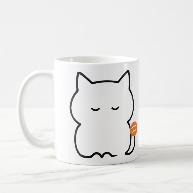Dicke rote Katze sitzend Kaffeetasse (Links)
