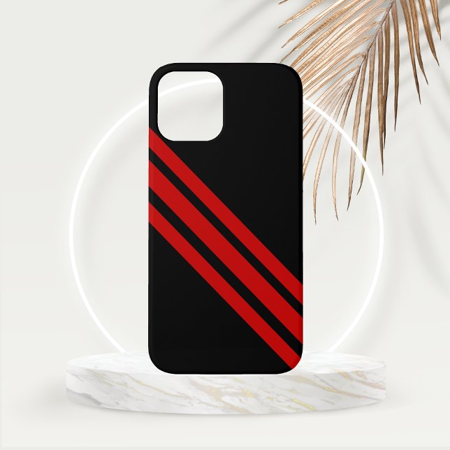 Dicke rote Streifen für das Berufliche Case-Mate iPhone Hülle (Bold Red Diagonal Stripes set on Basic Black Phone Case
)