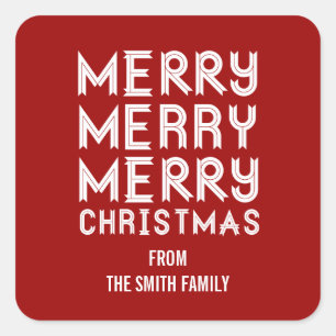 Dicke rote und weiße Weihnachtsschilder Quadratischer Aufkleber