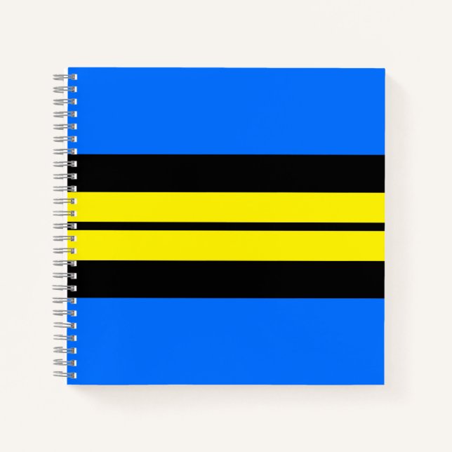 Dicke Royal Blue Bright Yellow Black Racing Stripe Notizbuch (Vorderseite)